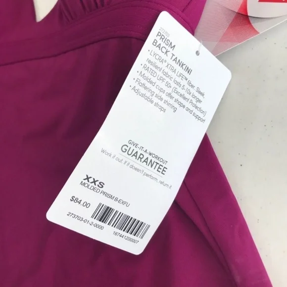 Athleta Prism Back Tankini XXS Exotic Fuchsia - Picture 4 of 5